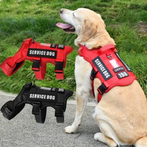 Service Dog Vest No Pull Dog Harness with 4 Dog Patches Reflective Pet Harness with Durable Soft Padded Handle for Training Med