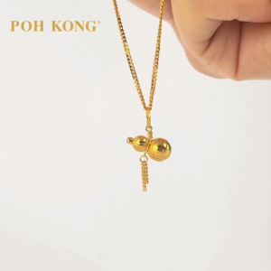 POH KONG 916/22K Gold Bottle Gourd With Chain Pendant