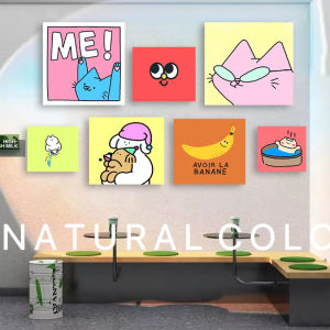 Dopamine Style Cartoon Wall Art Decorative Painting Living Room Decor No Frame Bathroom Waterproof Bedside Painting Home Decor