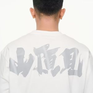 Informer Summer Chinese Fad Peak See Print Short Sleeve American Retro Pure Cotton Loose Couple Mens and Womens T-shirt New