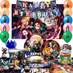 Demon Slayer Birthday Decorations112pcs Demon Slayer Party Decorations&Tableware Set Demon Slayer Party Supplies