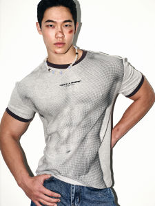 Papas lil monster | American Vintage Leisure Versatile Muscle Fit Round Neck T-shirt Men