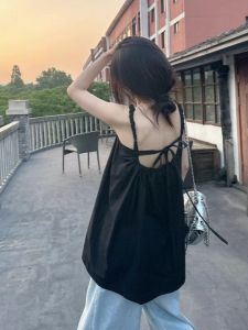 French Hong Kong Style Camisole Womens Outwear Beauty Back Suit Inner Wear Base Loose Slim Fit Open Back Baby Shirt Top