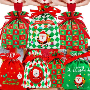 Dozoey ถุงกล่องใส่ของรูปตุ๊กตาถุงซานตาคริสต์มาสสำหรับเด็กถุงจัดเก็บเครื่องประดับถุงใส่บิสกิต