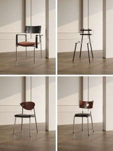 Antique Style Solid Wood Back Chair Home Use Small Apartment Retro Dining Table Chair Bauhaus Designer Restaurant Living Room