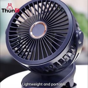Thunlit Quạt Điện Clip 10000MAh Mini USB Có Thể Sạc Lại Quạt Kẹp Xoay 360° Cho Ký Túc Xá Văn Phòng Trường Học