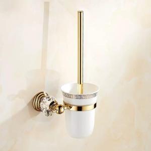 European Style Gold Crystal Series Toilet Brush Holder Antique Hardware Bathroom Accessories Toilet Cleaning Brush Set