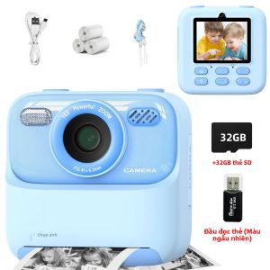Máy Ảnh In Ảnh Tức Thì Mini Cho Trẻ Em Camera Kỹ Thuật Số Hai Ống Kính Máy In Ảnh Nhiệt Dành Cho Bé Trai & Bé Gái Có Khe Cắm Thẻ Nhớ