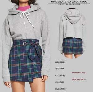 Hoodie Crop Wanita Lengan Panjang (WF05 Crop Grey Sweat Hood)