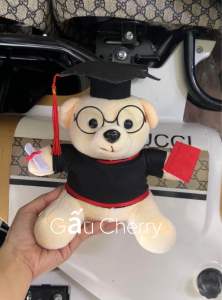 [KHO SỈ]GẤU TỐT NGHIỆP CÓ KÍNH 20cm-Lông Nhung Mịn