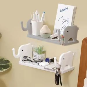 Wall Hanging Elephant Hook Rack Bathroom Shelf Storage Rack Plastic Organizer Shelf Organizer Display