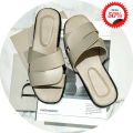 Sandal Selop Silang Wanita Kulit Sintetis Kekinian Terbaru. 
