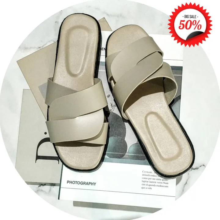 Sandal%20Selop%20Silang%20Wanita%20Kulit%20Sintetis%20Kekinian%20Terbaru%20-%20Image%202