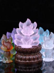 New Ancient French Glaze Nine Tail Fox Crystal Ornaments Worship Statue Furnishings & Decoration Crafts Attracting Male