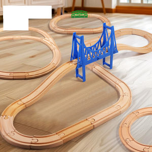 Wooden Bridge Tunnel Urban Rail Overpass Traffic Car Toy Scene Combined Train Rail Track Wooden Accessories Beech Turntable DIY