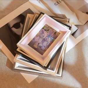 Rustic Wooden Picture Frame (A4 A5 4*6/5*7/6*8/8*10 inch) Pink Black and White Wood-Grain Photo Frame with Plastic Cover for Table Top and Wall Mounting