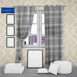 Plaid Blackout Curtains Window Drapes with Grommets Light Blocking for Bedroom Living Room Stylish