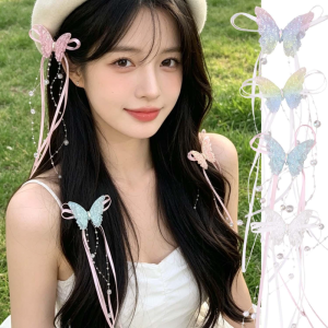 Multifunctional Tassel Duckbill Hair Clips / Ribbon Bead Butterfly Hairpins / Mixed Chinese & Korean Style / Beautiful Hair Ornaments for Women Girls