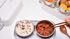 2L Double layers Electric Lunch Box Stainless Steel Heating Insulation Food Container For Office