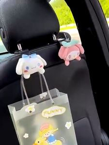 Cartoon Car Back Seat Headrest Hook Hanger Organizer Storage Comel Cute Special Melody Kuromi Cinnamoroll Pom Purin