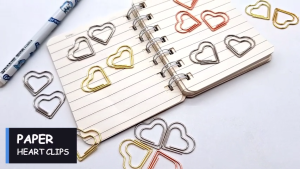 WPS 50pcs Heart-Shaped Paper Clip Love Heart Paper Clips Metal Hollow Binder Clips