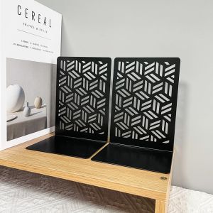 1pair Hollow Simple Picture Bookends Iron Heavy Metal Book Holder Office Desk Table Decorate High Quality for Student Teachers