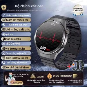 Đồng Hồ Thông Minh Nam GT5 Pro 2025 Mới Theo Dõi Axit Uric Lipid Máu Điện Tâm Đồ Huyết Áp Nhiệt Độ Dữ Liệu Sức Khỏe Chính Xác Màn Hình AMOLED Gọi Bluetooth HD