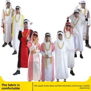 Arabian Prince Long Robe Costume Set for Adults Middle East Dubai Rich Birthday Dance Party Clothes Funny Outfit Middle East