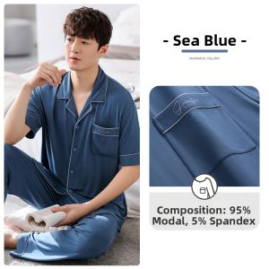 JIALEFEN | Mens Summer Modal Cotton Stripe Wearable Home Suit