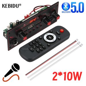 KEBIDU | Bluetooth 5.0 MP3 Decoder Board 2*10W 20W Amplifier Audio Player 5V DIY MP3 Player Car FM Radio Module TF USB Mic Record Call