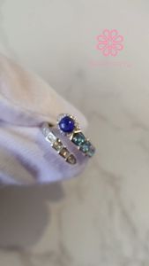 Rosenmarry/แหวนไพลินด้านข้างโทปาสแท้ ตัวเรือนเงินแท้925 พร้อมกล่อง ไซส ง้างปรับได้ รหัส RR198