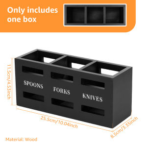 Silverware Caddy Wood Utensil Caddy with 3 Compartments Large Capacity Kitchen Flatware Utensil Holder for Forks Spoons Cutters
