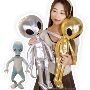 Creative High Quality Simulation PU Alien Plush Doll Backpack Gold Silver Color Alien Plush Toy For Boys And Girls Schoolbag