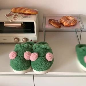 XIXITIAO Cute Cartoon Frog Head Cotton Slippers Winter Casual Home Bedroom Warm Maternity Soft Sole Slippers for Women