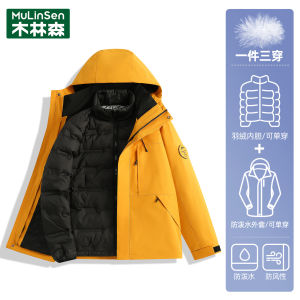 Three-in-One Detachable Outdoor Jacket Womens 2025 New Style Small Size Cute Wooden Forest Fleece Lined Standard Fit Coat