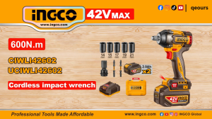 INGCO 42V 600NM CORDLESS IMPACT WRENCH | 1/2" SQUARE DRIVE | BRUSHLESS MOTOR | CIWLI42602