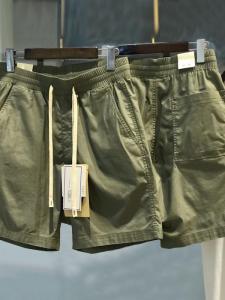 Classy American Retro Casual Cargo Shorts Mens Summer Thin Japanese Loose Half Length Middle Pants Army Green and Black Tide