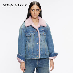 Slim Fit Patchwork Lamb Wool Denim Jacket Thick