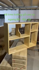 Kệ sách treo tường gỗ cao su ngang 80cm cao 63 chắc chắn đa năng - hàng lắp ráp - Ori House
