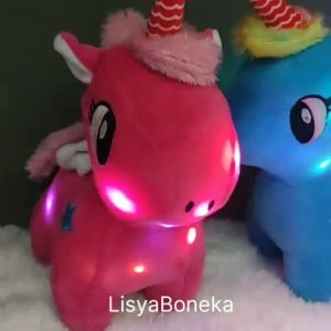Boneka kuda poni LED menyala ukuran 35cm bahan halus berkualitas SNI