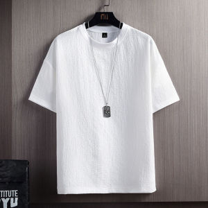 Ice Silk Short Sleeve T-shirt Men New Chinese Style Print Plus Size Mens Clothing Summer Plus-Size Ice Silk Quick-Drying White T-shirt Mens