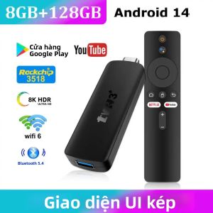 Đầu Thu Truyền Hình LVMAO TVR3+ Android 14 HDR 10 4K Với Điều Khiển Bằng Giọng Nói Rockchip RK3518 Wifi 6 Kép BT5.0 Dành Cho Hệ Thống Giải Trí Gia Đình Xem Netflix Và Chơi Game