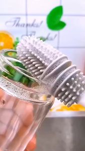360 Silicone Cup Long Handle Brush Cup Scrubber Baby Bottle Glass Cleaner Kitchen Cleaning Tool