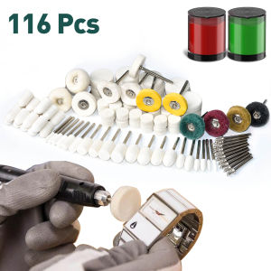 Polishing Kit w/2Pcs Compound & Buffing Wheels for Dremel/Rotary Tools 1/8” Shank Metal/Wood/Jewelry/Brass Sanding Accessories