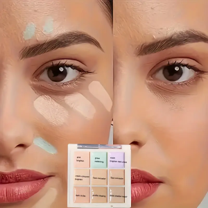 9-Color Moisturizing Concealer Palette Multi-Shade Color Correction Cover Acne Scars Dark Circles Waterproof Long-Lasting Non-