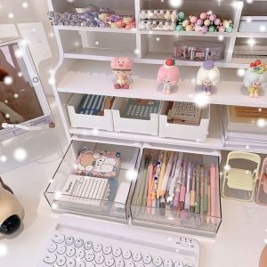 ที่วางของบนโต๊ะ หลายชั้น เครื่องเขียน จัดหนังสือ หอพัก เครื่องสำอาง แปรงแต่งหน้า ชุดเก็บของ​