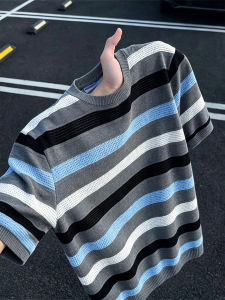 ZHUOCAN | American Retro Stripe Short Sleeve T-Shirt