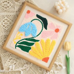 Bộ Vật Liệu Thêu DIY Hoa Cỏ Trang Trí Phòng Khách Phòng Ngủ Tranh Treo Quà Tặng Sinh Nhật Thủ Công Thêu Nút Nút