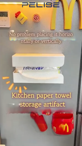 Pelise Magnetic Tissue Holder Wet Wipes Organizer Rack for Refrigerator Kitchen Bathroom Storage
