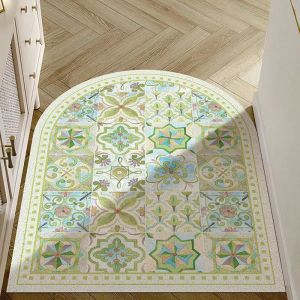 Thảm Sàn Hoa Pháp 2025 Mới Sang Trọng Paisley Thảm Cửa Lụa Vòng Có Thể Cắt Giảm Bụi Thảm Chống Trượt PVC